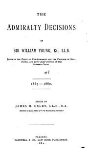 Cover of: The admiralty decisions of Sir William Young, kt. ... 1865-1880.