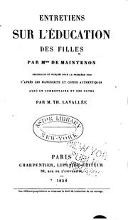 Cover of: Entretiens sur l'éducation des filles by Madame de Maintenon