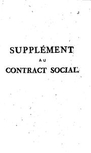 Cover of: Supplément au Contract social ...