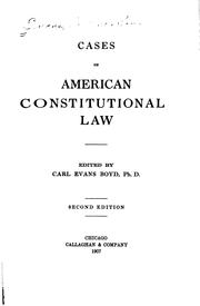 Cover of: Cases on American constitutional law. by Lawrence B. Evans