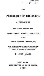 Cover of: perpetuity of the earth | John Lillie