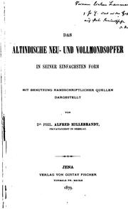 Cover of: Das altindische neu- und vollmondsopfer in seiner einfachsten form by Alfred Hillebrandt