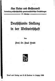 Cover of: Deutschlands Stellung in der Weltwirtschaft