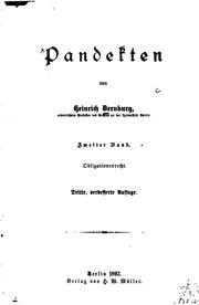 Cover of: Pandekten by Heinrich Dernburg