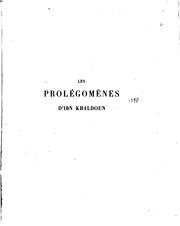 Cover of: Les prolégomènes d'Ibn Khaldoun