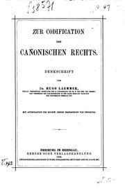 Cover of: Zur codification des cononischen rechts. by Hugo Laemmer