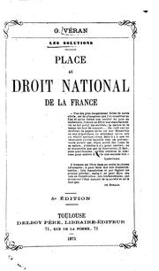 Cover of: Les solutions.: Place au droit national de la France ...