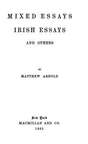 Cover of: Mixed essays by Matthew Arnold