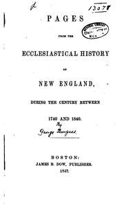 Cover of: Pages from the ecclesiastical history of New England | George Burgess