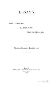 Cover of: Essays: historical, literary, educational