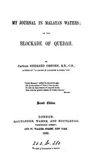 Cover of: My journal in Malayan waters: or, The blockade of Quedah.