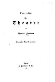 Cover of: Causerien über Theater by Theodor Fontane