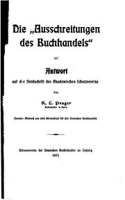 Cover of: Die " Ausschreitungen des Buchhandels." by Robert Ludwig Prager