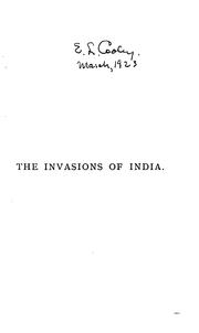 Cover of: Invasions of India from central Asia. | 