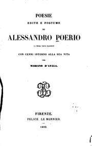 Cover of: Poesie edite e postume di Alessandro Poerio: la prima volta raccolte
