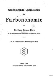 Cover of: Grundlegende operationen der farbenchemie by Fierz-David, Hans Eduard