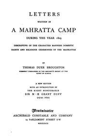 Letters written in a Mahratta camp during the year 1809 by Thomas Duer Broughton