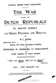 Cover of: The war against the Dutch republics in South Africa by H. J. Ogden