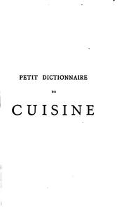 Cover of: Petit dictionnaire de cuisine