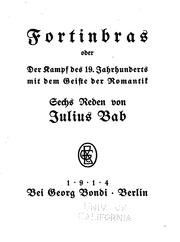 Cover of: Fortinbras: oder, Der kampf des 19. jahrhunderts mit dem geiste der romantik