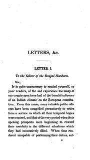 Cover of: Letters on the climate, inhabitants, productions, &c., &c., of the Neilgherries, or, Blue mountains of Coimbatoor, South India.