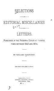 Cover of: Selections of editorial miscellanies and letters by Willard McKinstry, Willard McKinstry