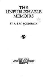 Cover of: The unpublishable memoirs