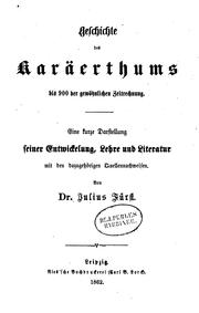 Cover of: Geschichte des Karäerthums by Julius Fürst