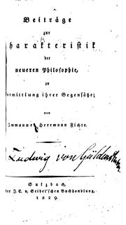 Cover of: Beiträge zur Charakteristik der neueren Philosophie, zu Vermittlung ihrer Gegensätze by Immanuel Hermann Fichte
