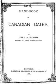 Cover of: Hand-book of Canadian dates.