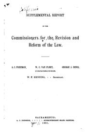 Cover of: Supplemental report of the Commissioners for the Revision and Reform of the Law