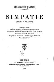 Cover of: Simpatie (studi e ricordi)