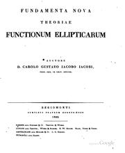 Cover of: Fundamenta nova theoriae functionum ellipticarum