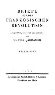 Cover of: Briefe aus der französischen revolution