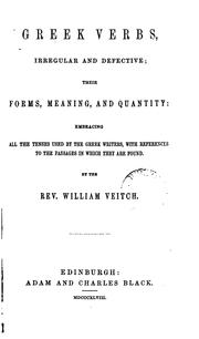 Cover of: Greek verbs, irregular and defective by Veitch, William