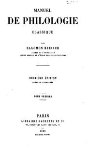 Cover of: Manuel de philologie classique