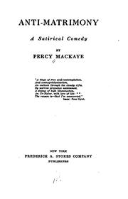 Cover of: Anti-matrimony by Percy MacKaye