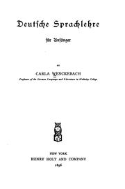 Cover of: Deutsche sprachlehre für anfänger