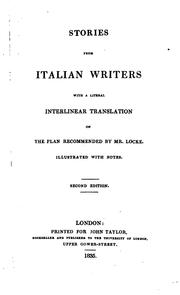 Cover of: Stories from Italian writers: with a literal interlinear translation, on Locke's plan of classical instruction.