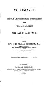 Cover of: Varronianus: a critical and historical introduction to the philological study of the Latin language.