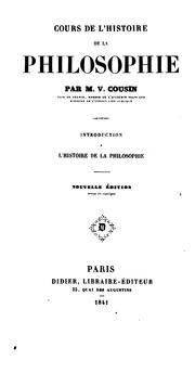 Cover of: Cours de l'histoire de la philosophie