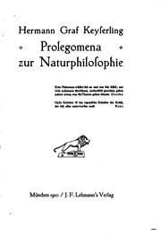 Cover of: Prolegomena zur Naturphilosophie ...