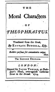 Cover of: The moral characters of Theophrastus. by Paracelsus