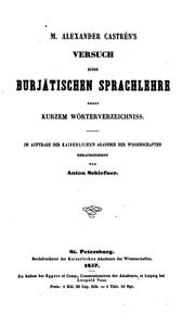 M. Alexander Castrén's Versuch einer burjätischen sprachlehre by M. Alexander Castrén