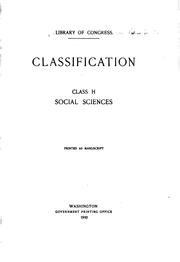 Cover of: Classification. Class H: Social sciences.