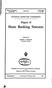 Cover of: Digest of state banking statutes by Samuel Alfred Welldon