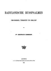 Cover of: Babylonische busspsalmen: umschrieben, übersetzt und erklärt