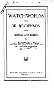 Cover of: Watchwords from Dr. Brownson by Orestes Augustus Brownson