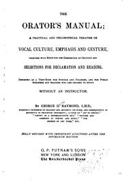 Cover of: The orator's manual by George Lansing Raymond