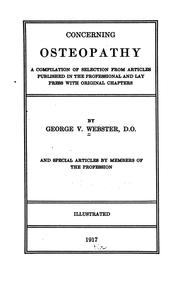 Concerning osteopathy by George Van O'Linda Webster